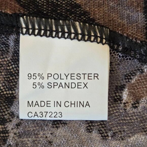 Whispers Womens Open Front Gray Black Print Mesh Cardigan Duster Top Large - Picture 8 of 10